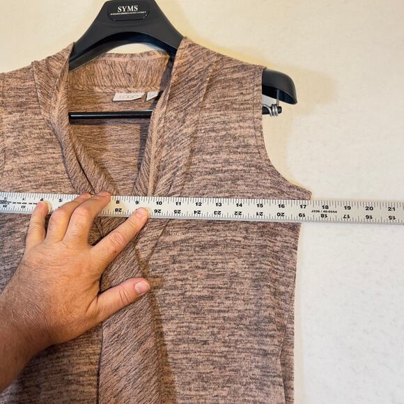 Logo Lori Goldstein Open Wrap Sweater Woman's XXS Sleeveless Heathered Brown QVC - Picture 6 of 12